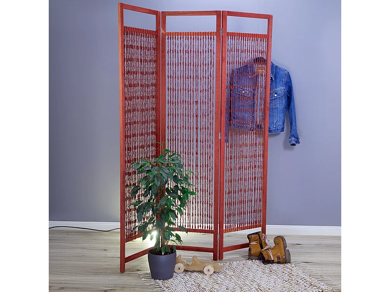 RAUMTEILER Cosmo 3-tlg. 166x121 cm, Holz, festes Garn geknüpft braun