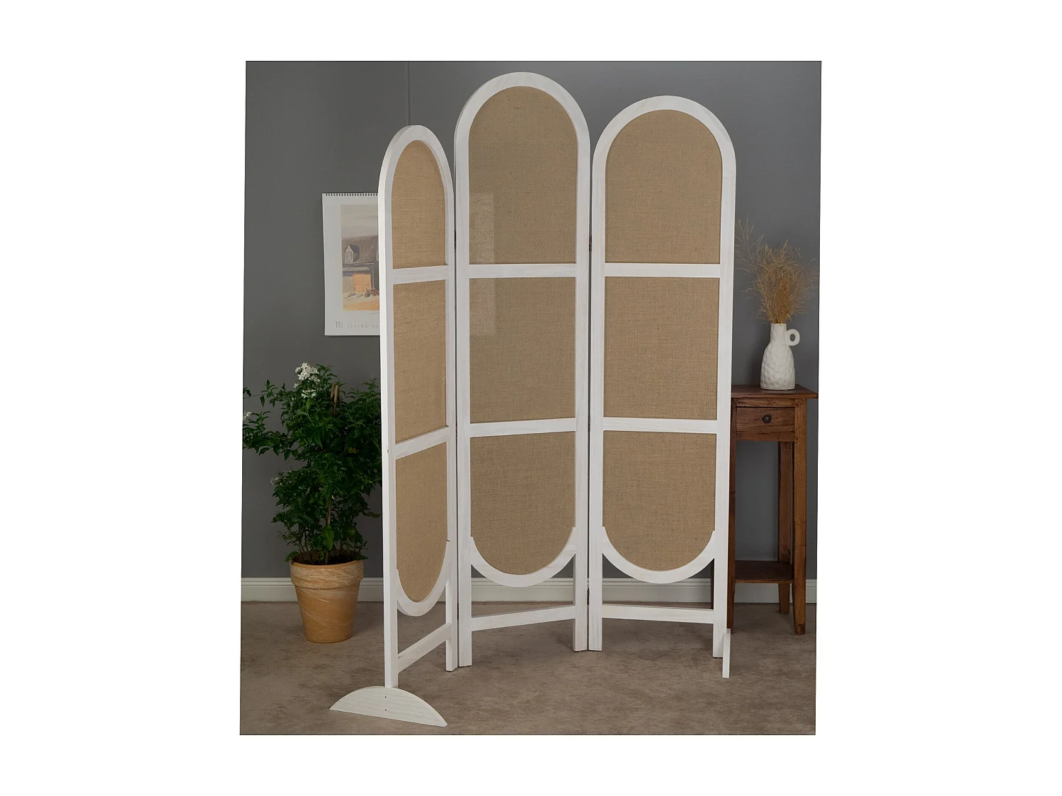 PIEDS DE PARAVENT Set de 2 Porta bois weiß