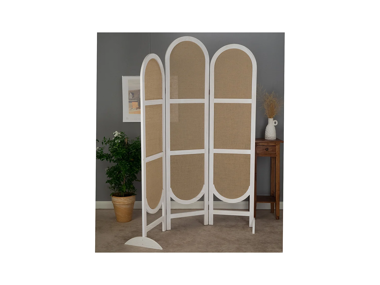 PARAVENT-FUßSTÜTZEN Porta 2er Set Holz weiß