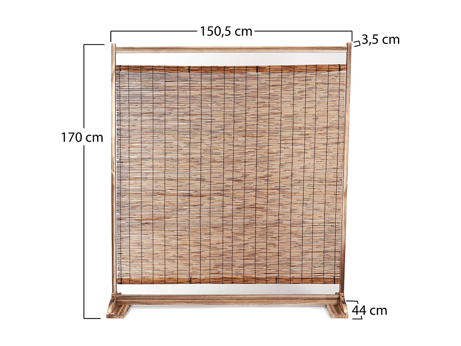 PARAVENT Amara 170x150 cm, bois, roseau, avec pieds de support couleurs naturelles