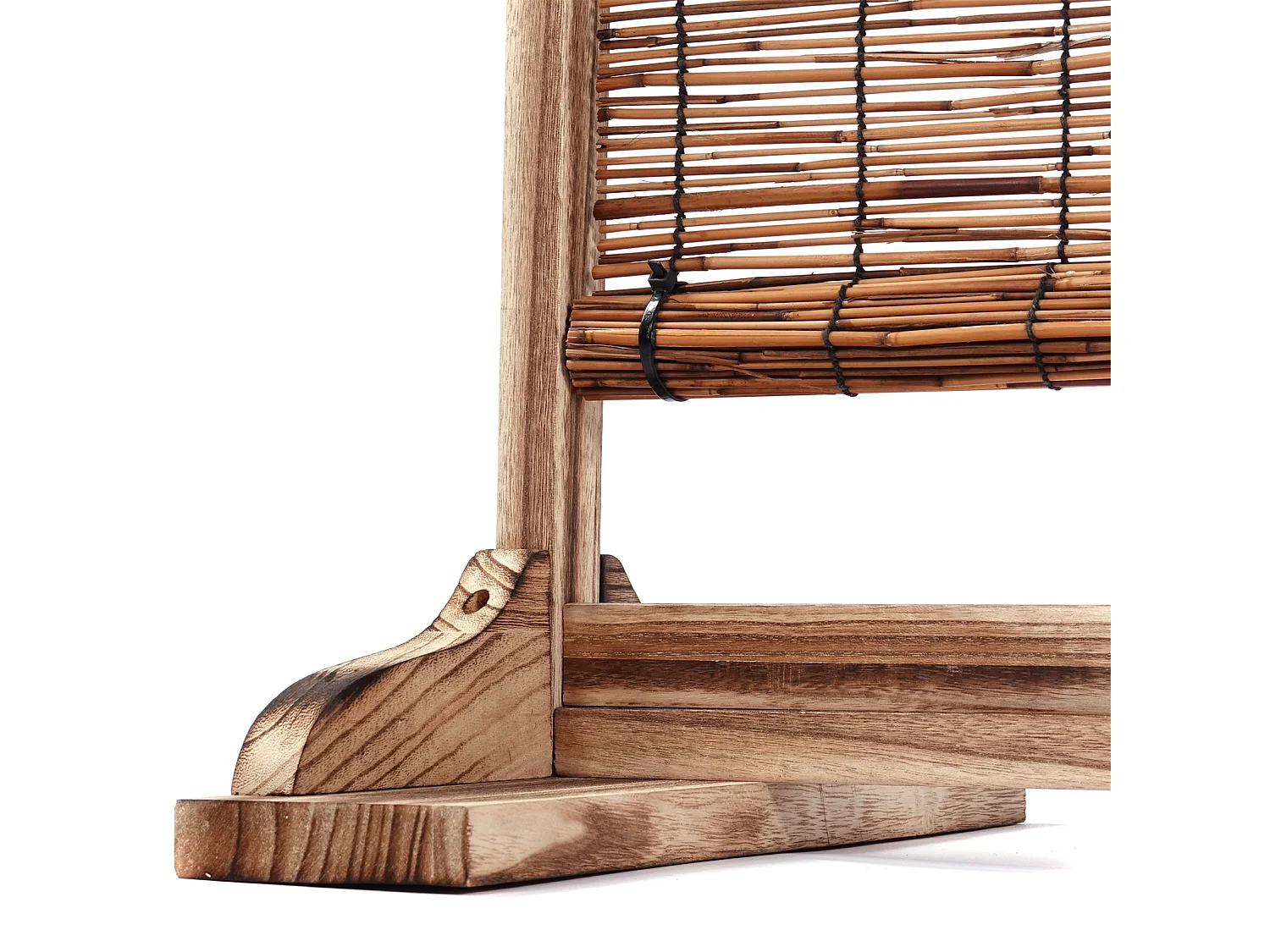 PARAVENT Amara 170x150 cm, bois, roseau, avec pieds de support couleurs naturelles