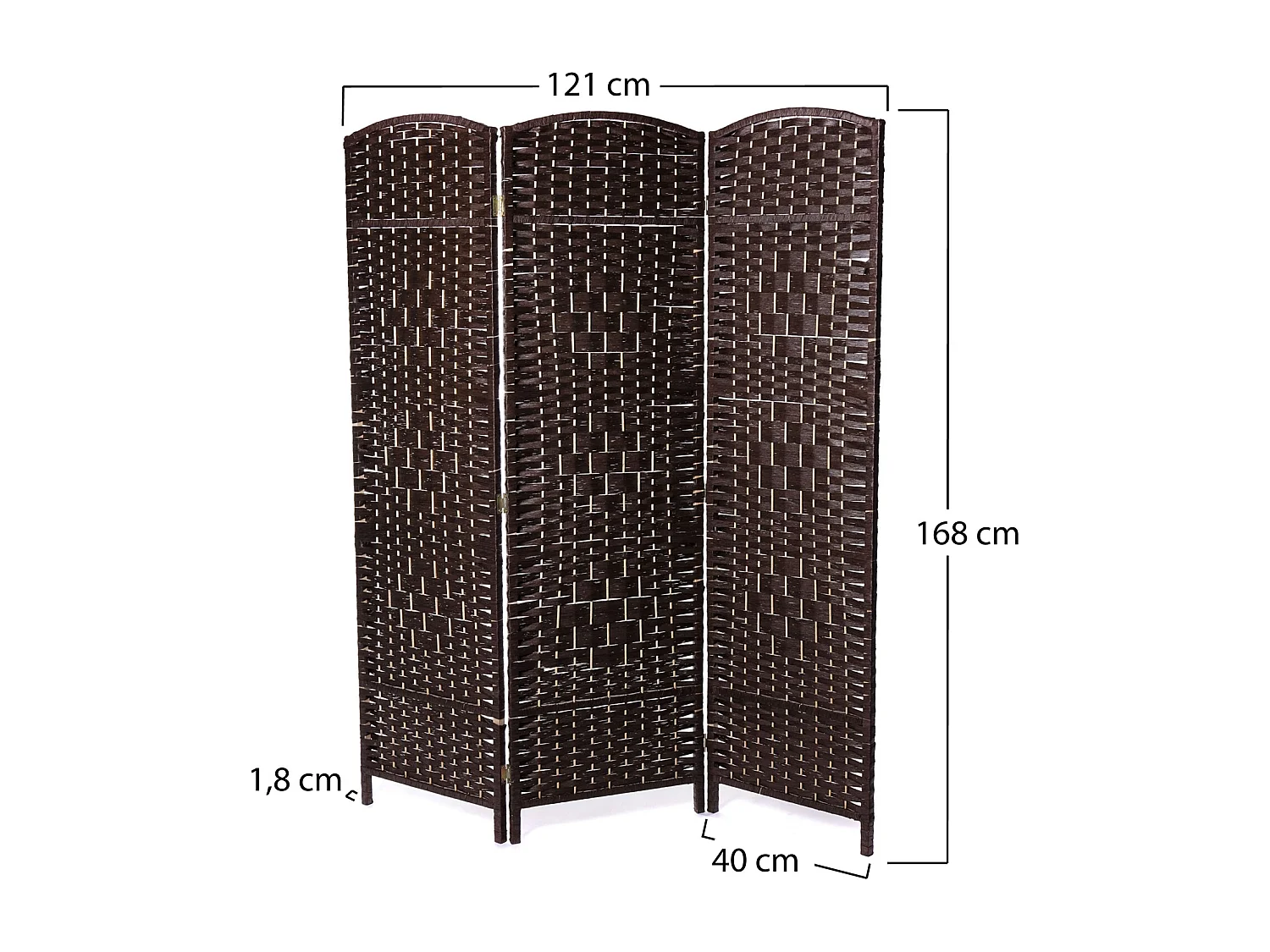 RAUMTEILER Quinn 3-tlg. 166x121 cm, Rattan-Look dunkelbraun