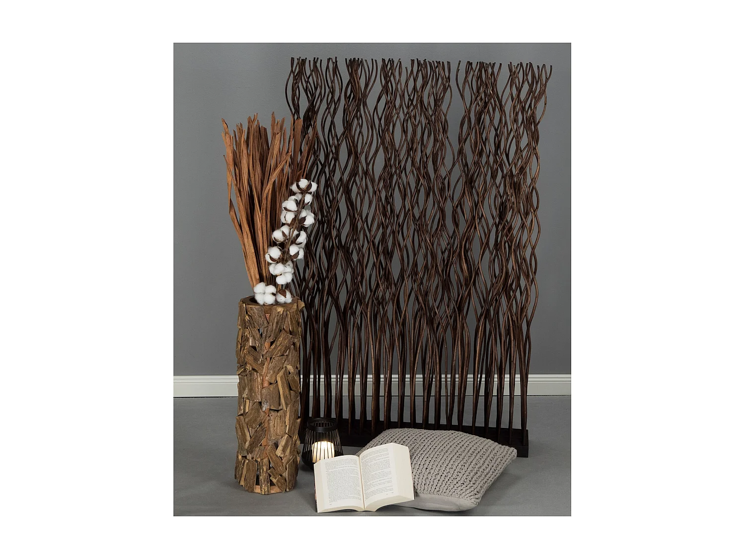 PARAVENT Kinki Bois de saule ondulé braun