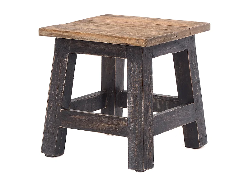 FUSSHOCKER PALO Mahagoni Recyclingholz 04 schwarz-natur