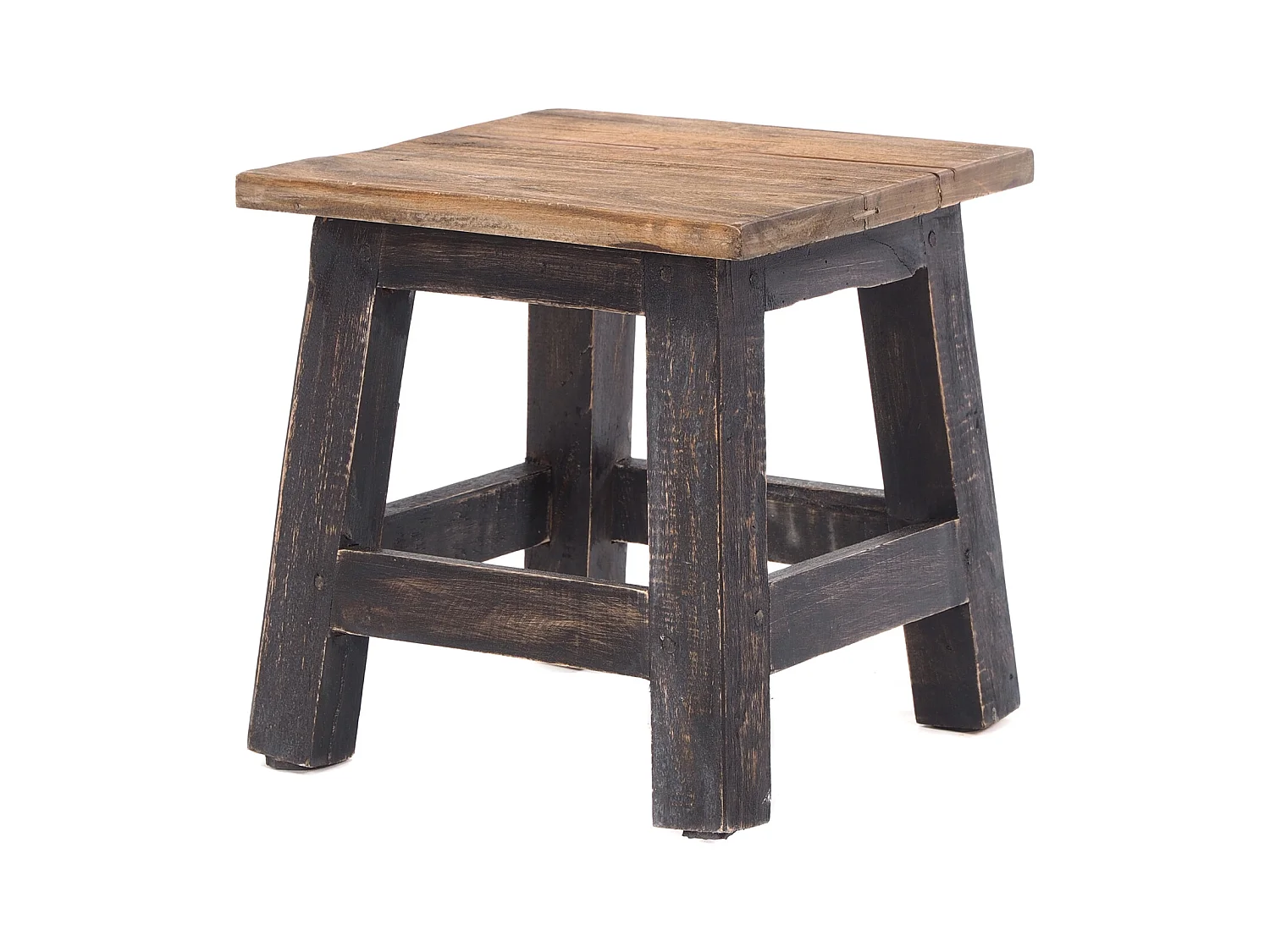 FUSSHOCKER PALO Mahagoni Recyclingholz 04 schwarz-natur