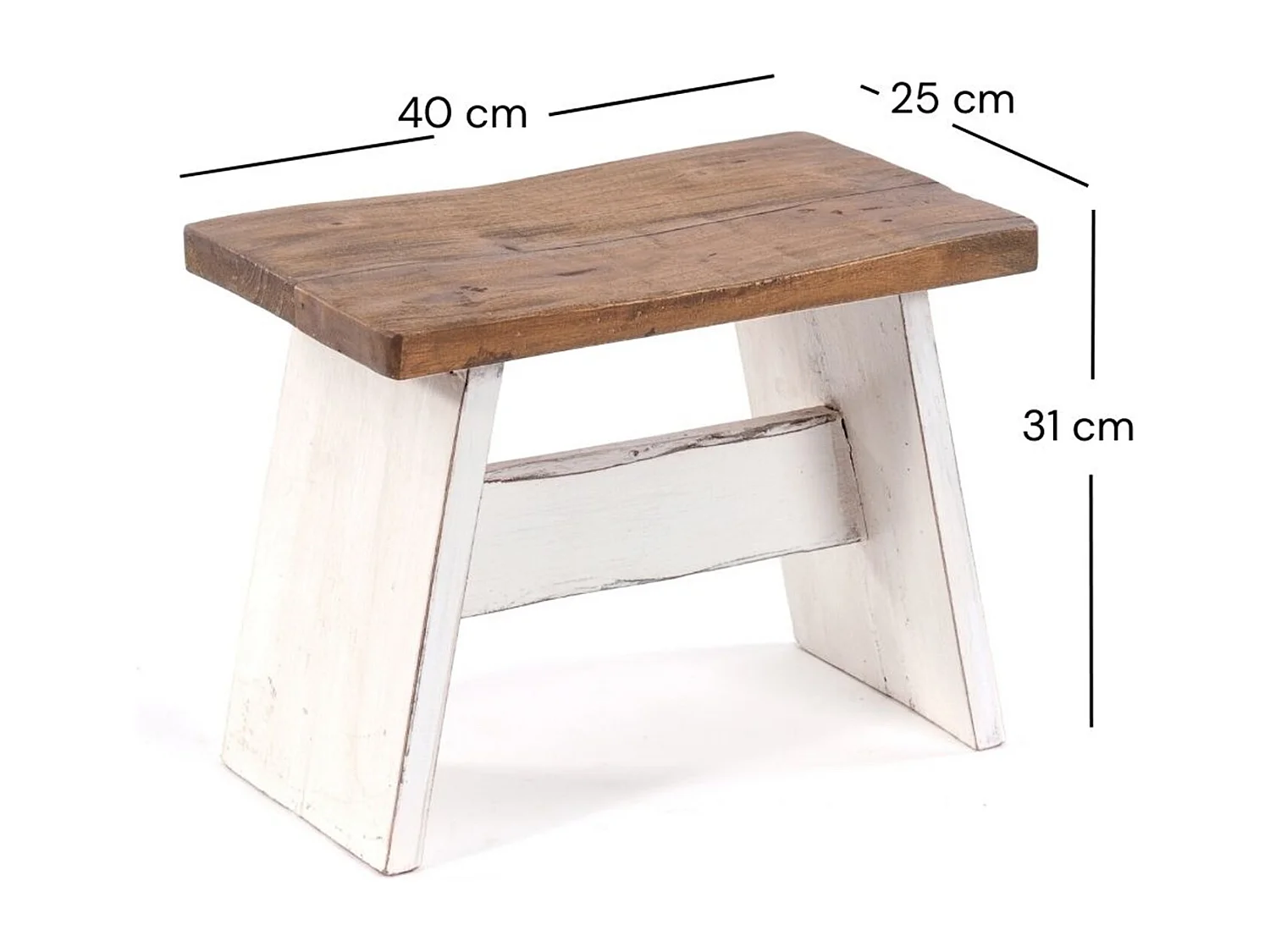 TABOURET SCHEMEL 40 Bois massif en acajou 06 weiß-landhaus