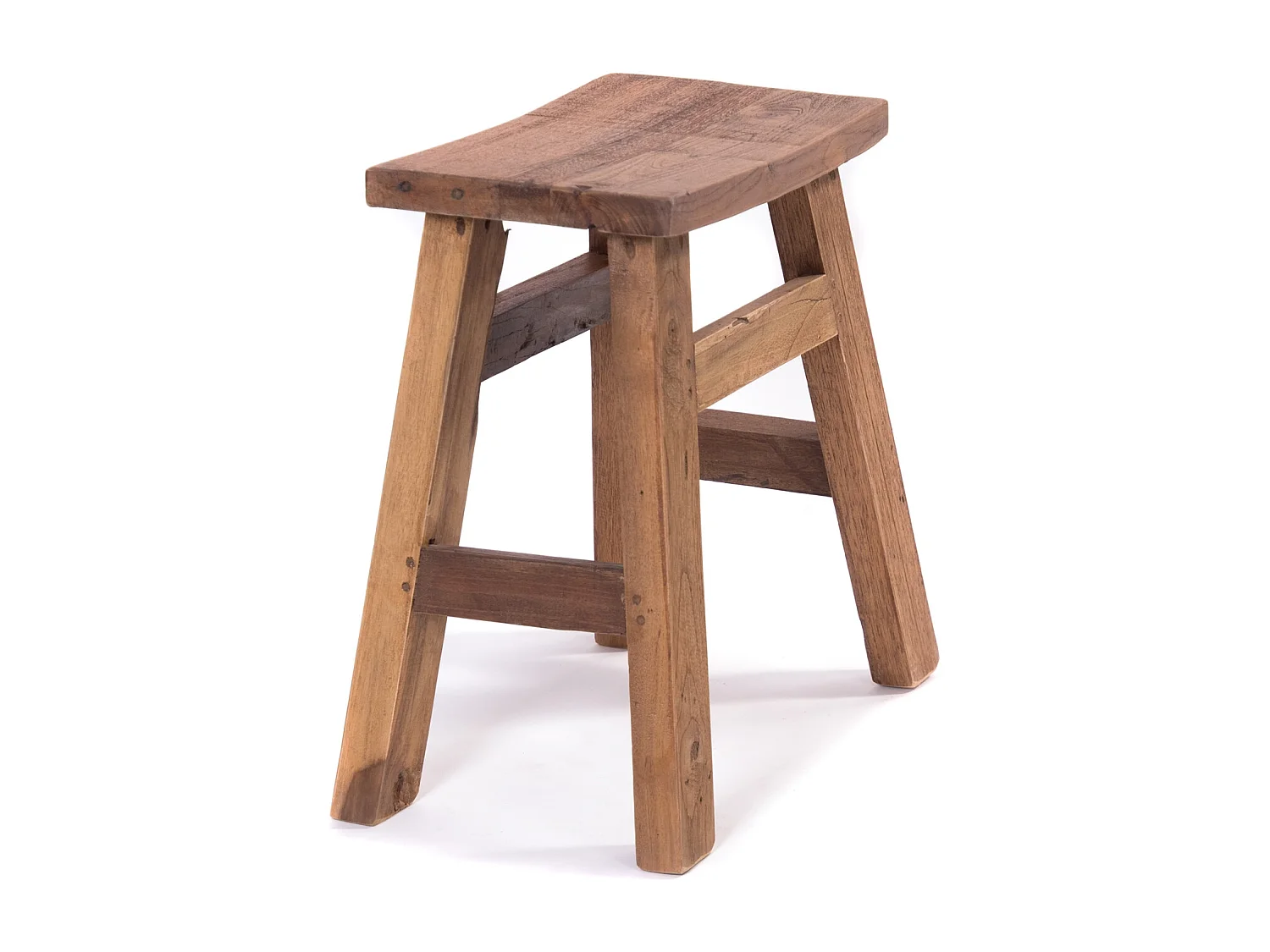 TABOURET HOCKER Noah 50 Bois de recyclage massif couleurs naturelles