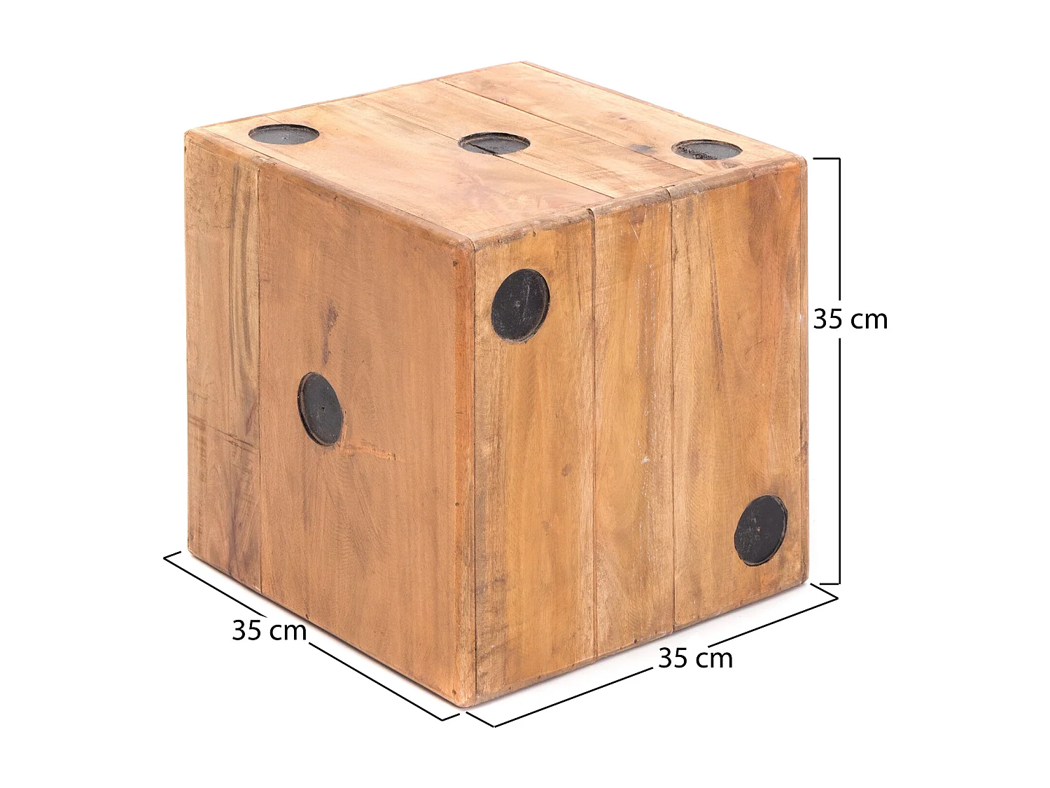 TABOURET Jeu de dés 35 Bois massif, 35 cm couleurs naturelles