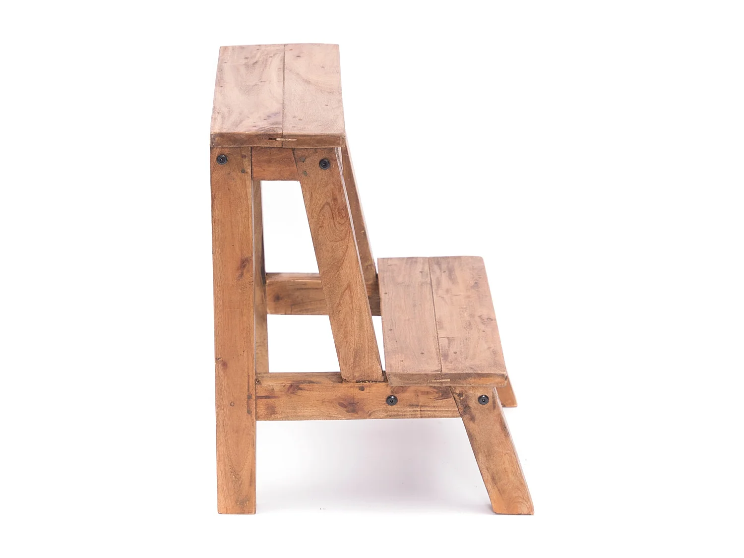 ÉCHELLE À PLANTES Ficus Bois massif de mahogany, 2 niveaux couleurs naturelles