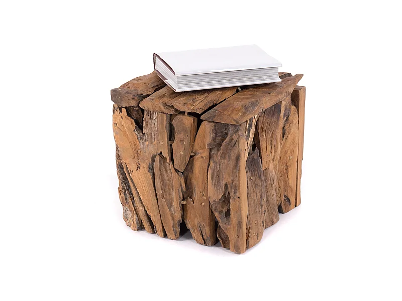 HOCKER SITZBOX TEAK 30 30x30x30 cm, Recyclingholz naturfarben