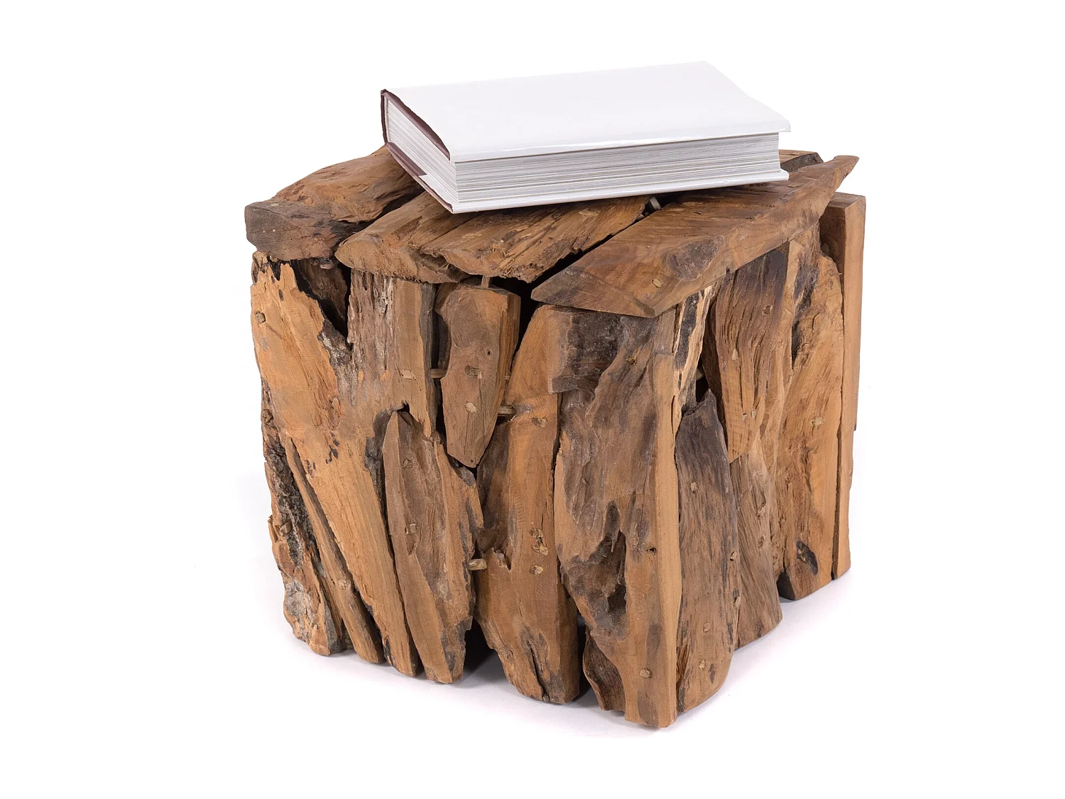 TABOURET SITZBOX TECK 30 30x30x30 cm, bois recyclé couleurs naturelles