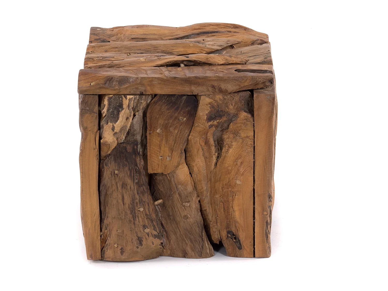 TABOURET SITZBOX TECK 30 30x30x30 cm, bois recyclé couleurs naturelles