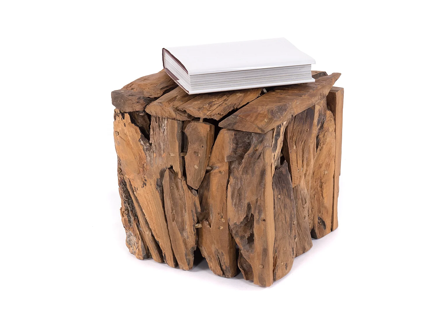 TABOURET SITZBOX TECK 30 30x30x30 cm, bois recyclé couleurs naturelles
