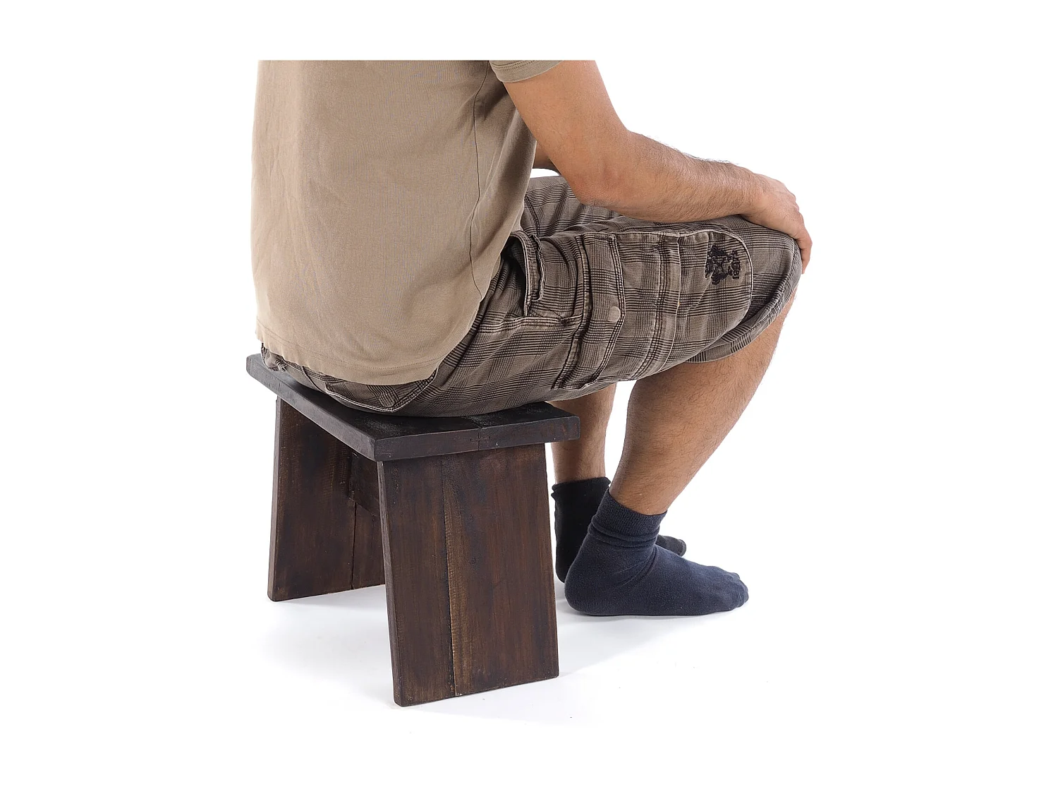 HOCKER SCHEMEL 40 Mahagoni Massivholz 03 dunkelbraun