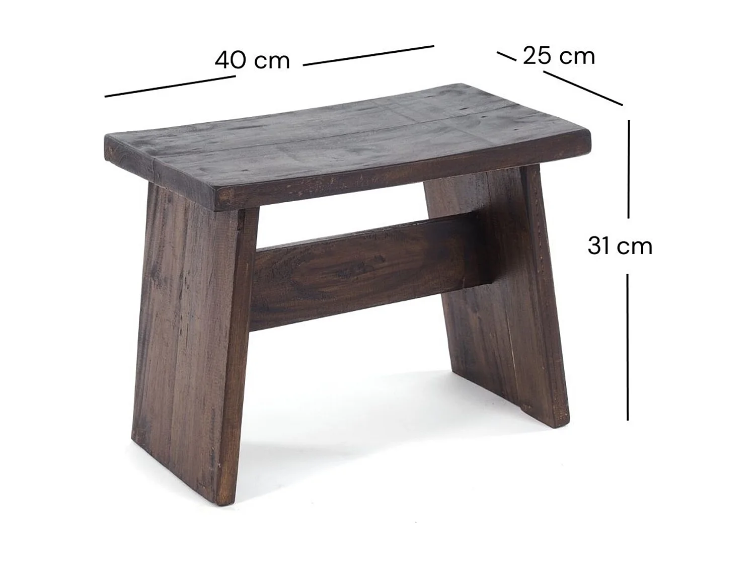 TABOURET SCHEMEL 40 Bois massif en acajou 03 dunkelbraun