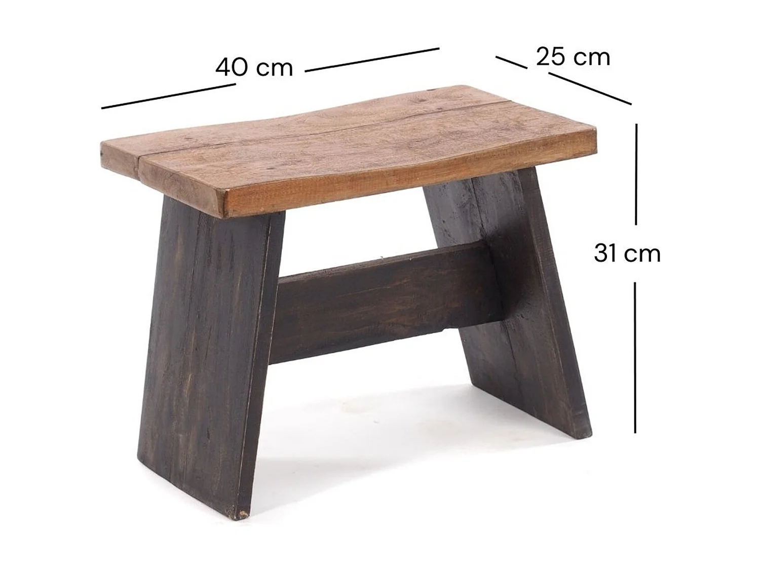 TABOURET SCHEMEL 40 Bois massif en acajou 04 schwarz-natur