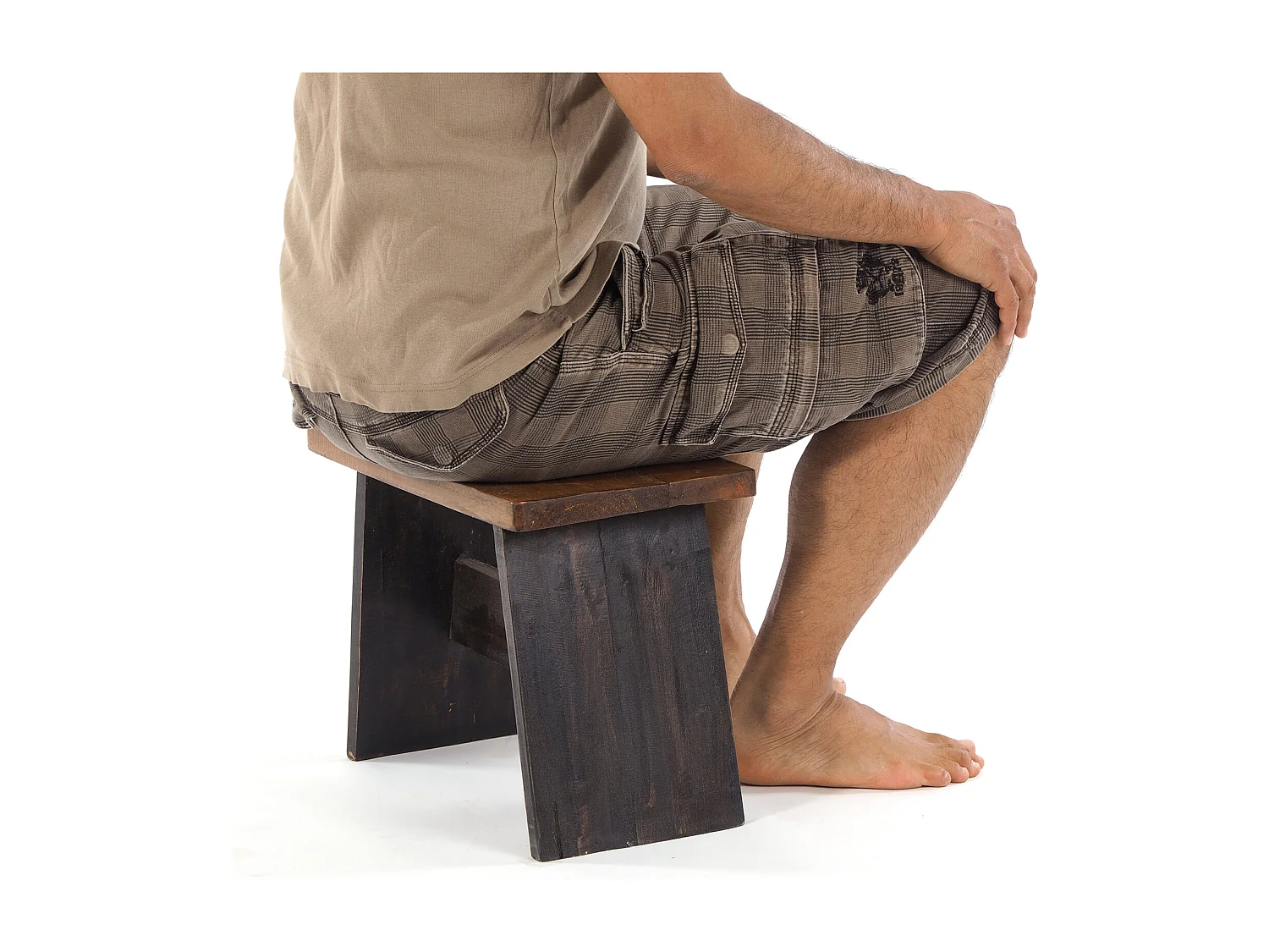 TABOURET SCHEMEL 40 Bois massif en acajou 04 schwarz-natur