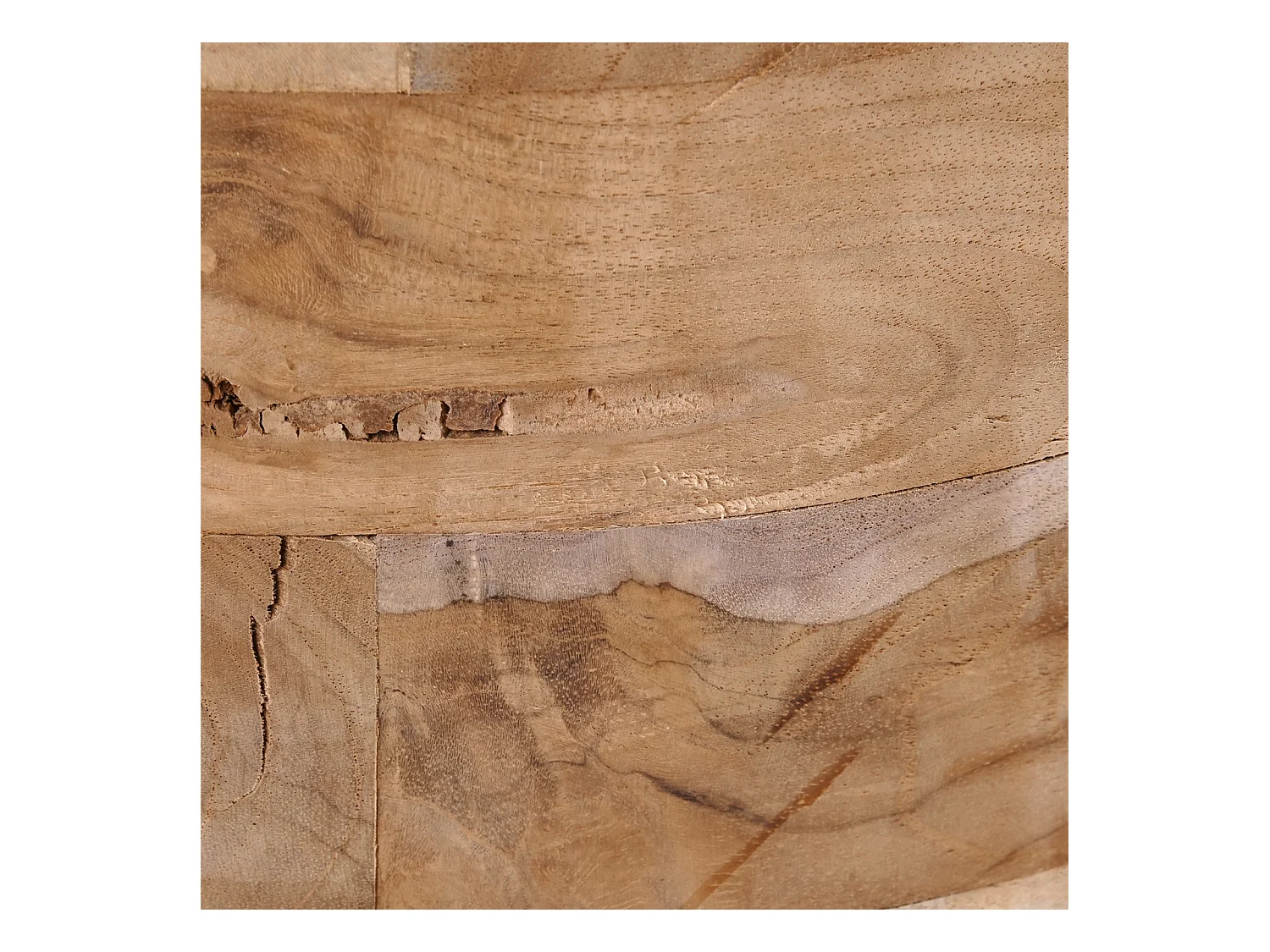 HOCKER Novi Teak Massivholz, rund naturfarben