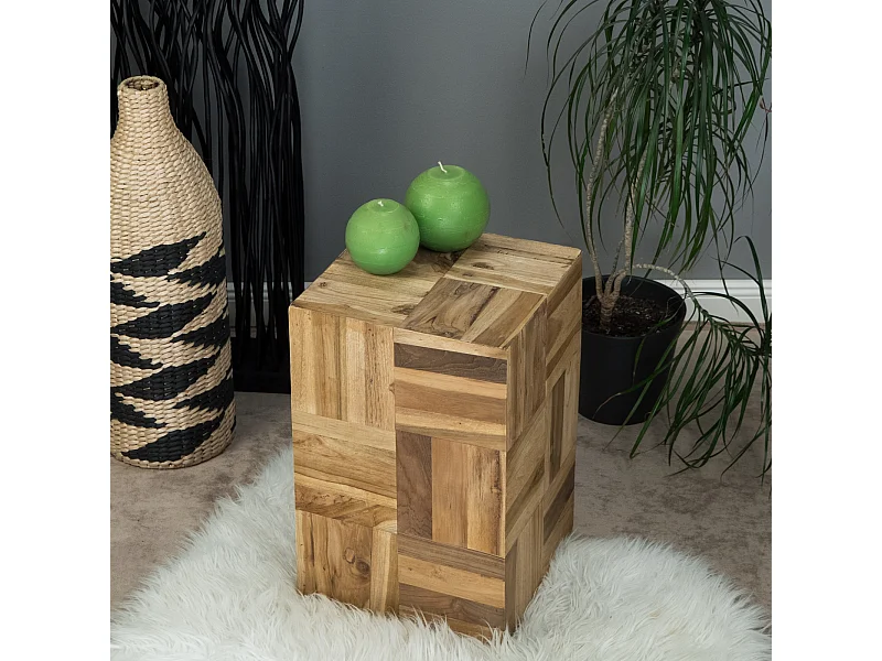 BEISTELLTISCH Cubes Teak Massivholz naturfarben