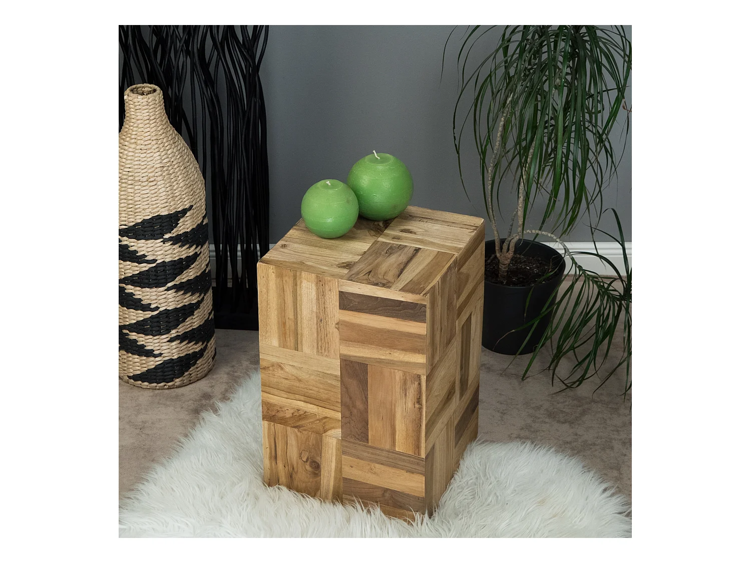 TABLE D'APPOINT Cubes Teck massif couleurs naturelles