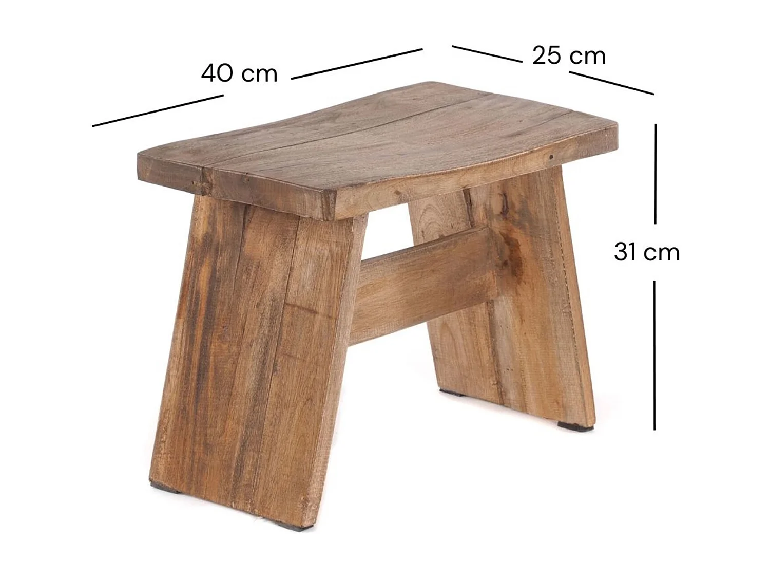 TABOURET SCHEMEL 40 Bois massif en acajou 01 natur-vintage