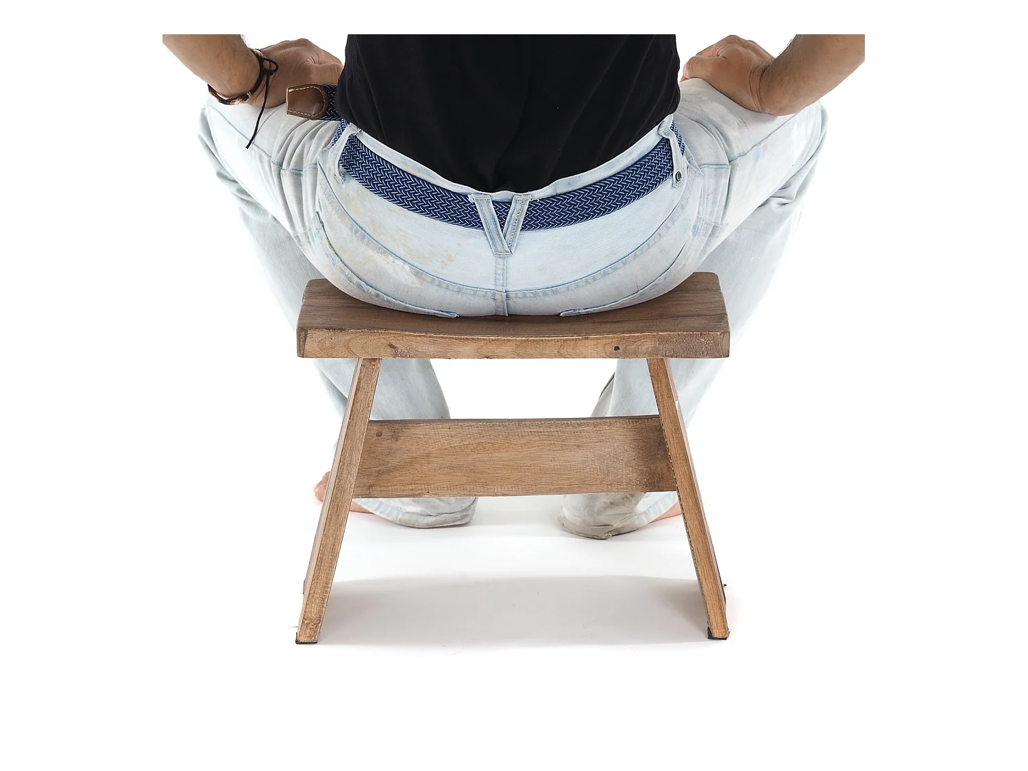 TABOURET SCHEMEL 40 Bois massif en acajou 01 natur-vintage