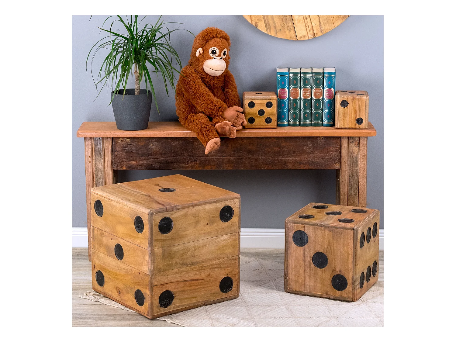 HOCKER WÜRFEL Game 25 Massivholz, 25cm naturfarben