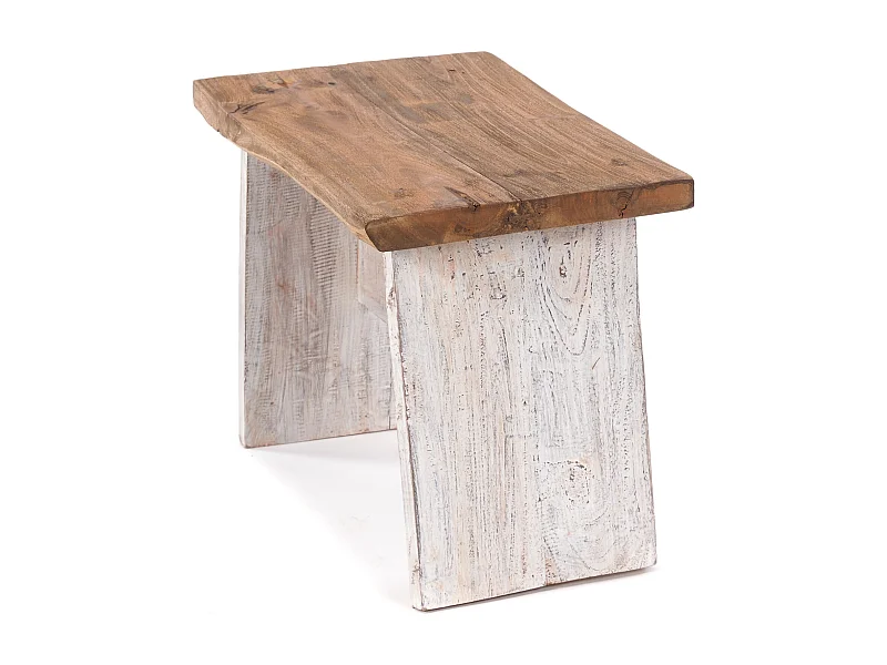 HOCKER SCHEMEL 40 Mahagoni Massivholz 05 weiß-natur