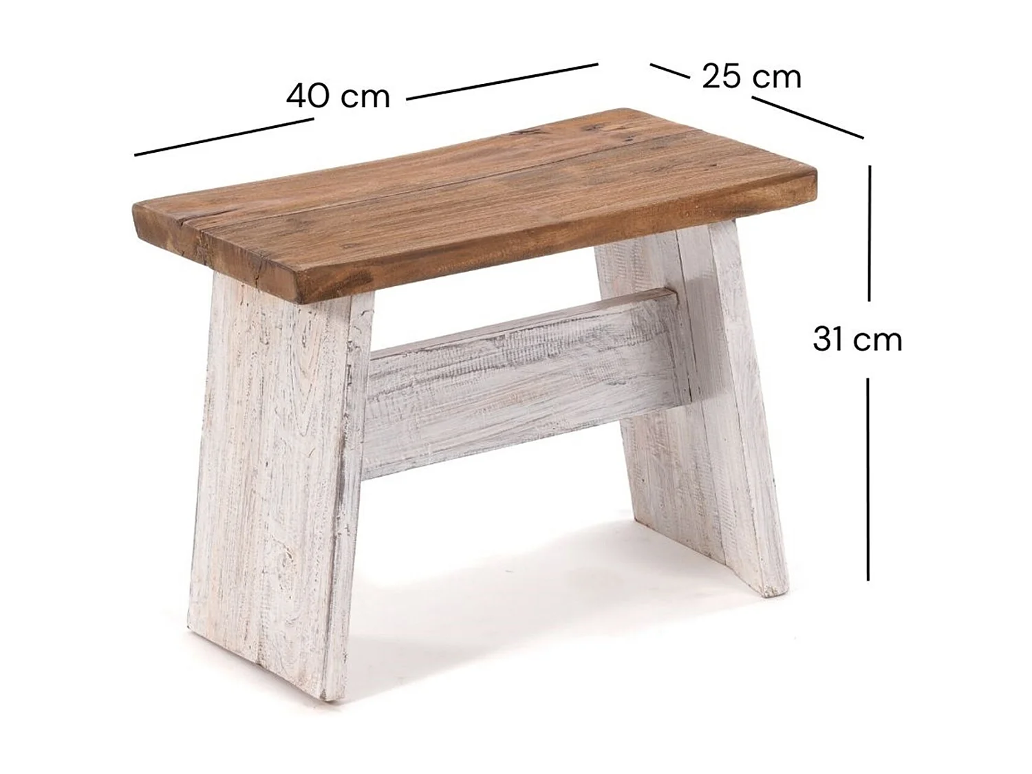 TABOURET SCHEMEL 40 Bois massif en acajou 05 weiß-natur