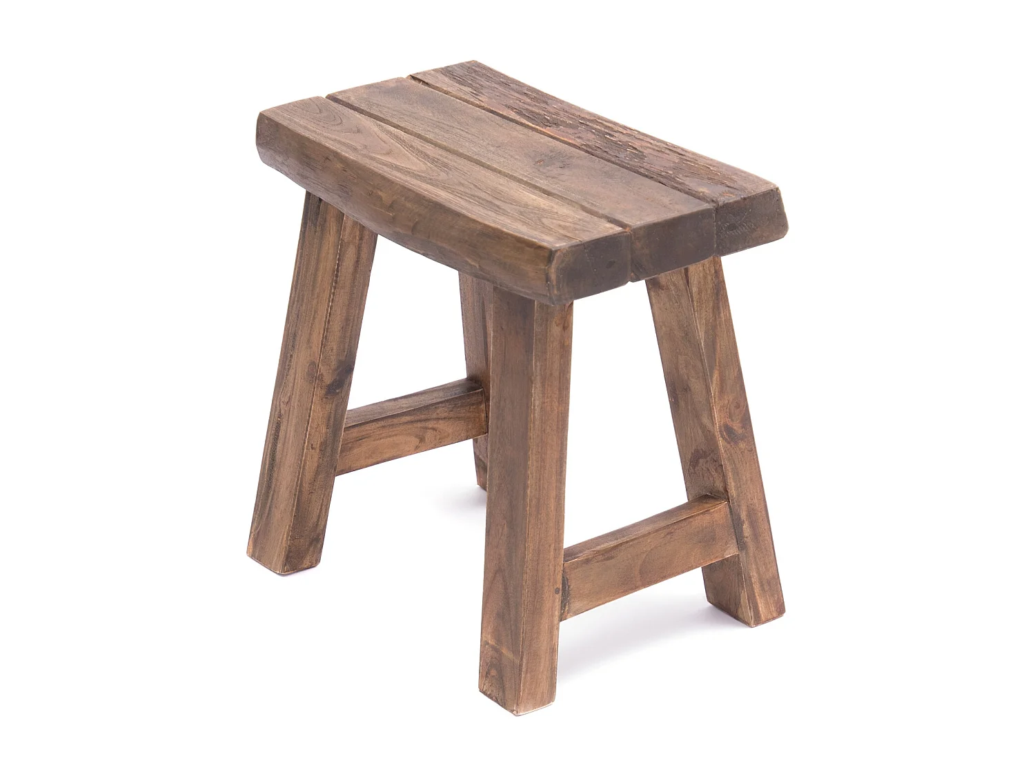 TABOURET Rustique Teck massif brun rustique