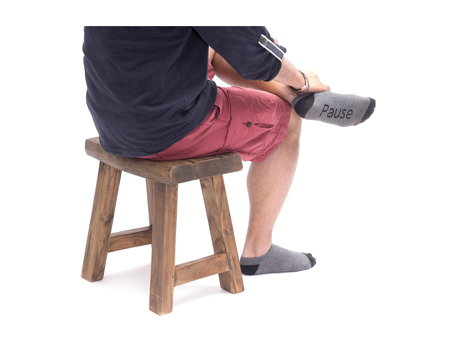 TABOURET Rustique Teck massif brun rustique