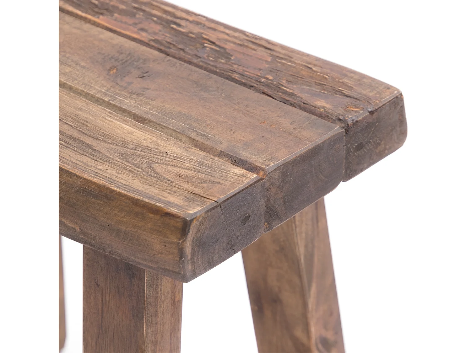 TABOURET Rustique Teck massif brun rustique
