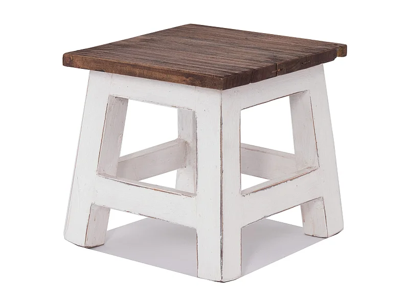 FUSSHOCKER PALO Mahagoni Recyclingholz 06 weiß-landhaus