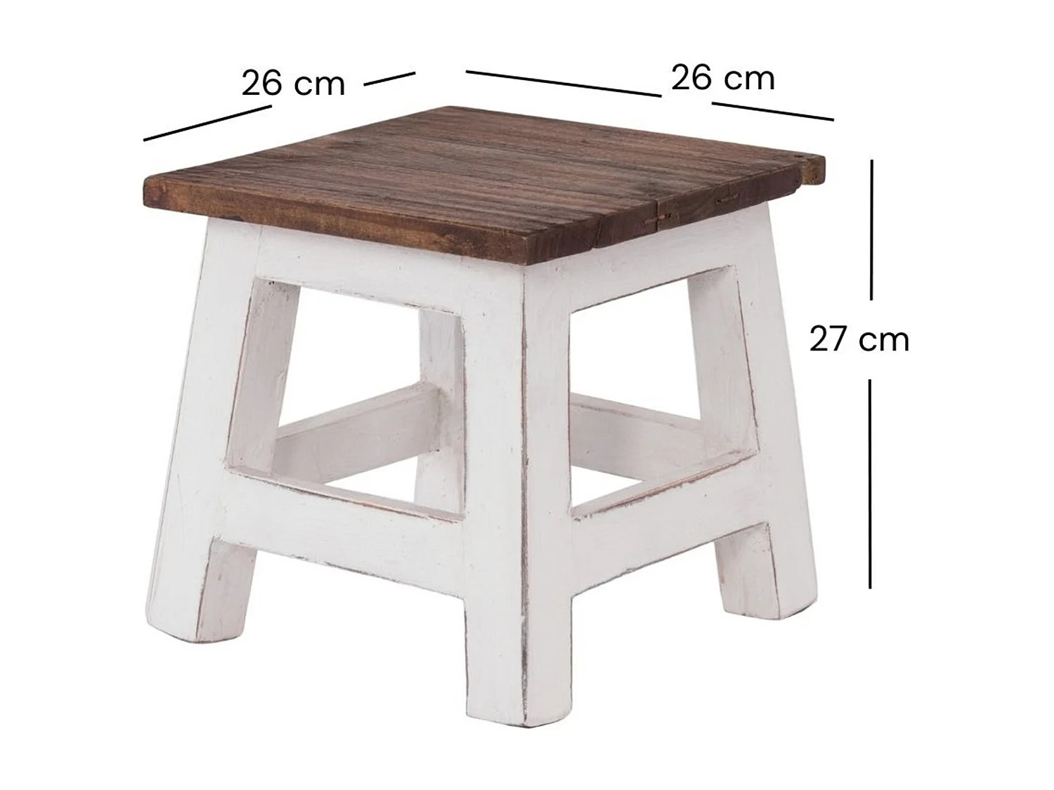 FUSSHOCKER PALO Bois de recyclage en acajou 06 weiß-landhaus