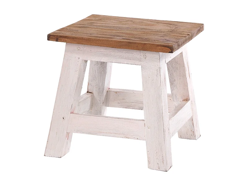 FUSSHOCKER PALO Mahagoni Recyclingholz 05 weiß-natur