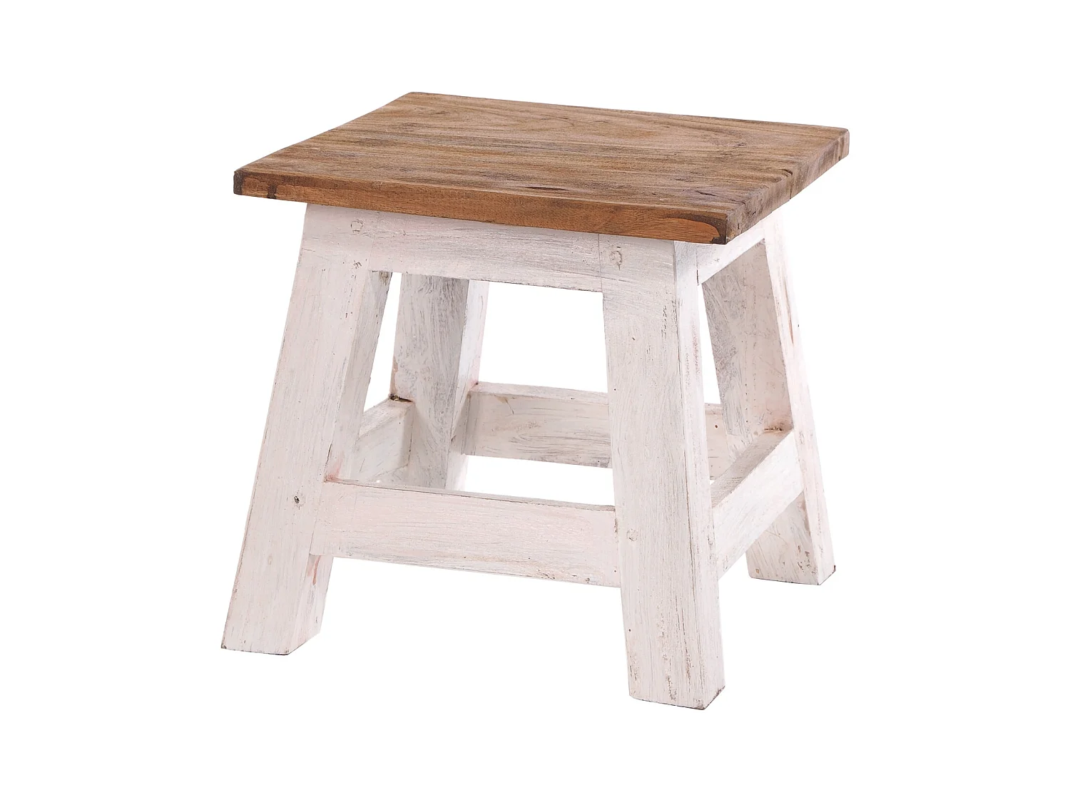 FUSSHOCKER PALO Mahagoni Recyclingholz 05 weiß-natur