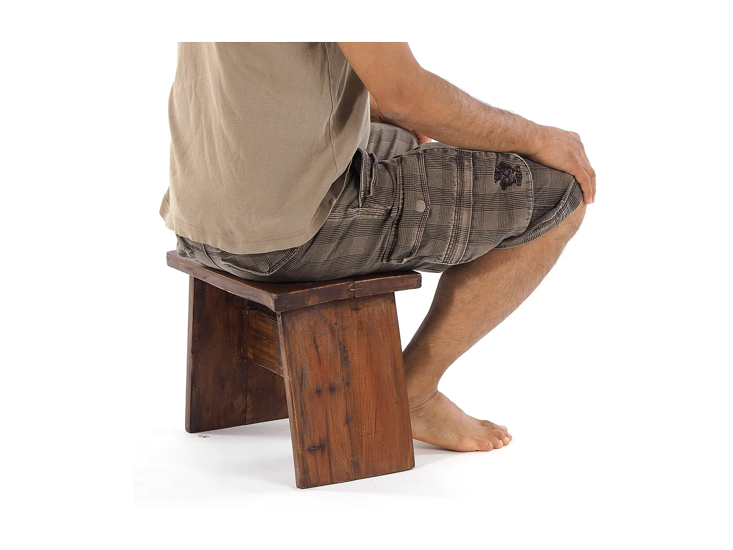 HOCKER SCHEMEL 40 Mahagoni Massivholz 02 hellbraun