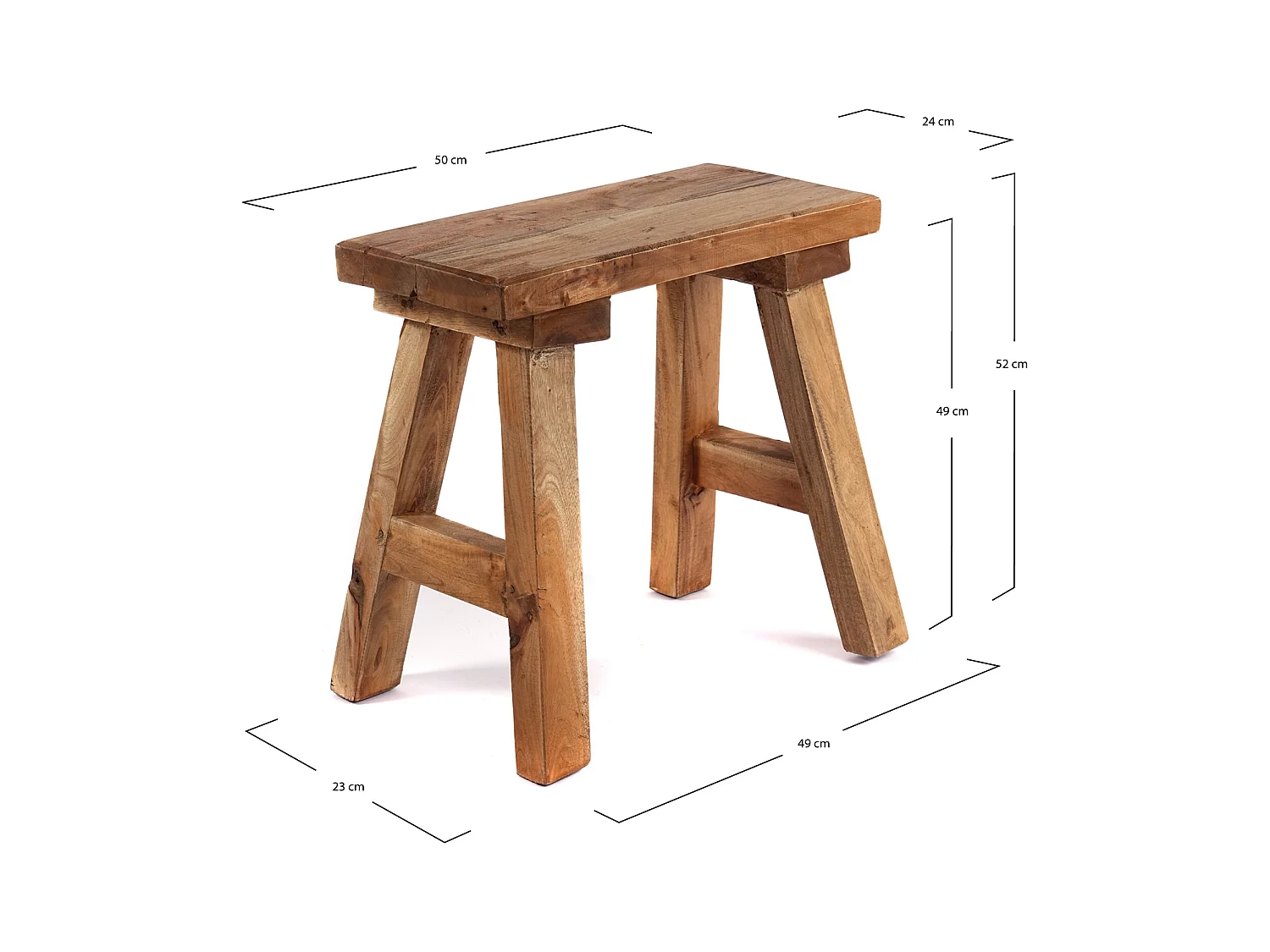 TABOURET Rustique Bois massif couleurs naturelles
