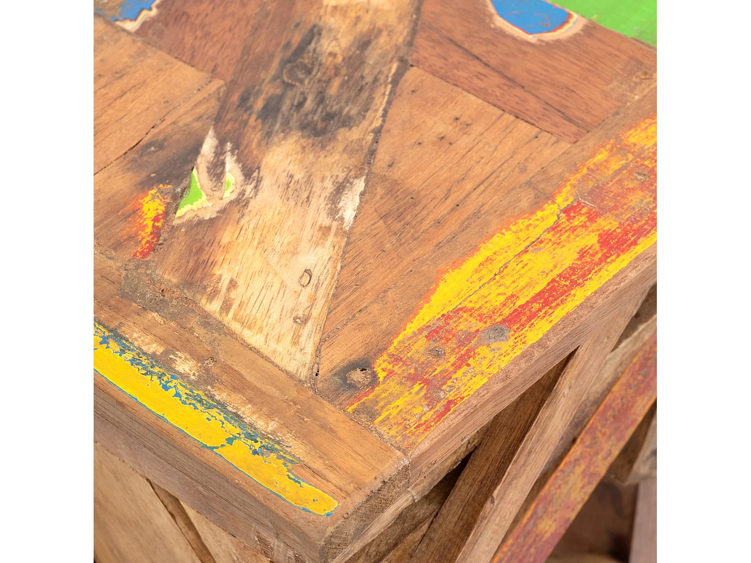 TABOURET Épars 52x30 cm, bois de recyclage massif nature-coloré