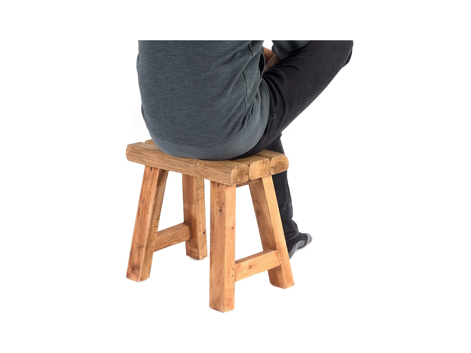 SITZHOCKER Rustic Teakholz massiv 08 honigfarben gewachst