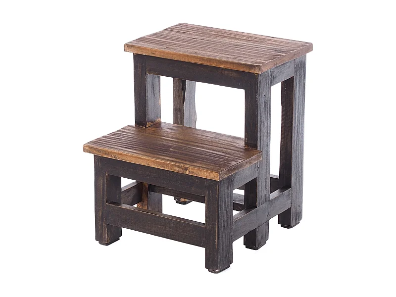 TRITTLEITER STEP Recyclingholz zweistufig  04 schwarz-natur