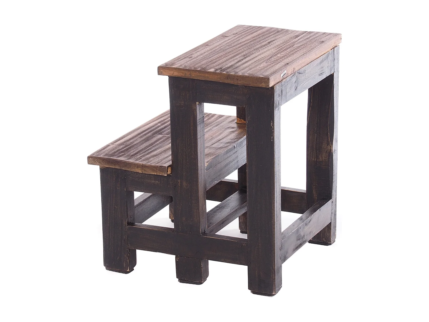 ESCABEAU ÉTAPE Recyclage de bois à deux étapes 04 schwarz-natur