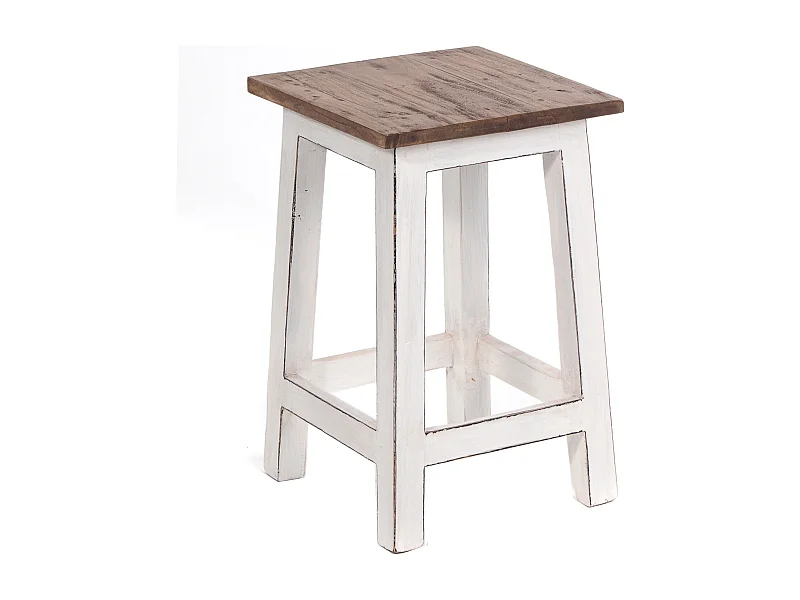 HOCKER MADERO  Recyclingholz 06 weiß-landhaus