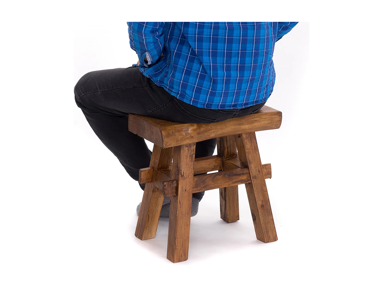 TABOURET VINTAGE 40 Bois massif 02 hellbraun