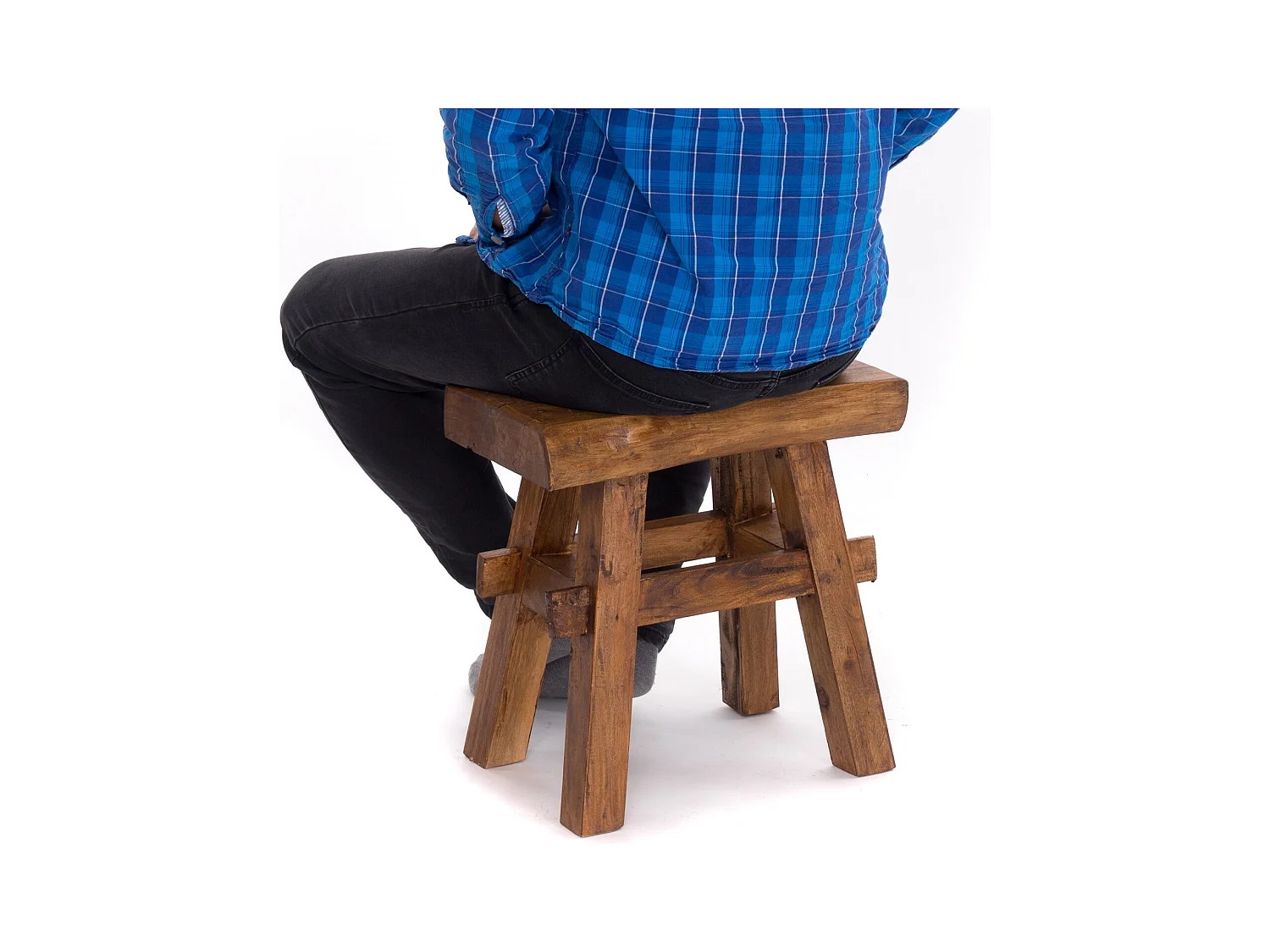 TABOURET VINTAGE 40 Bois massif 02 hellbraun