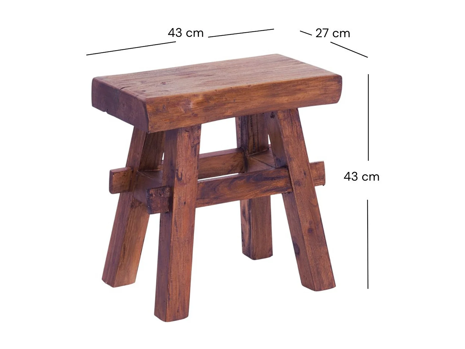 TABOURET VINTAGE 40 Bois massif 02 hellbraun