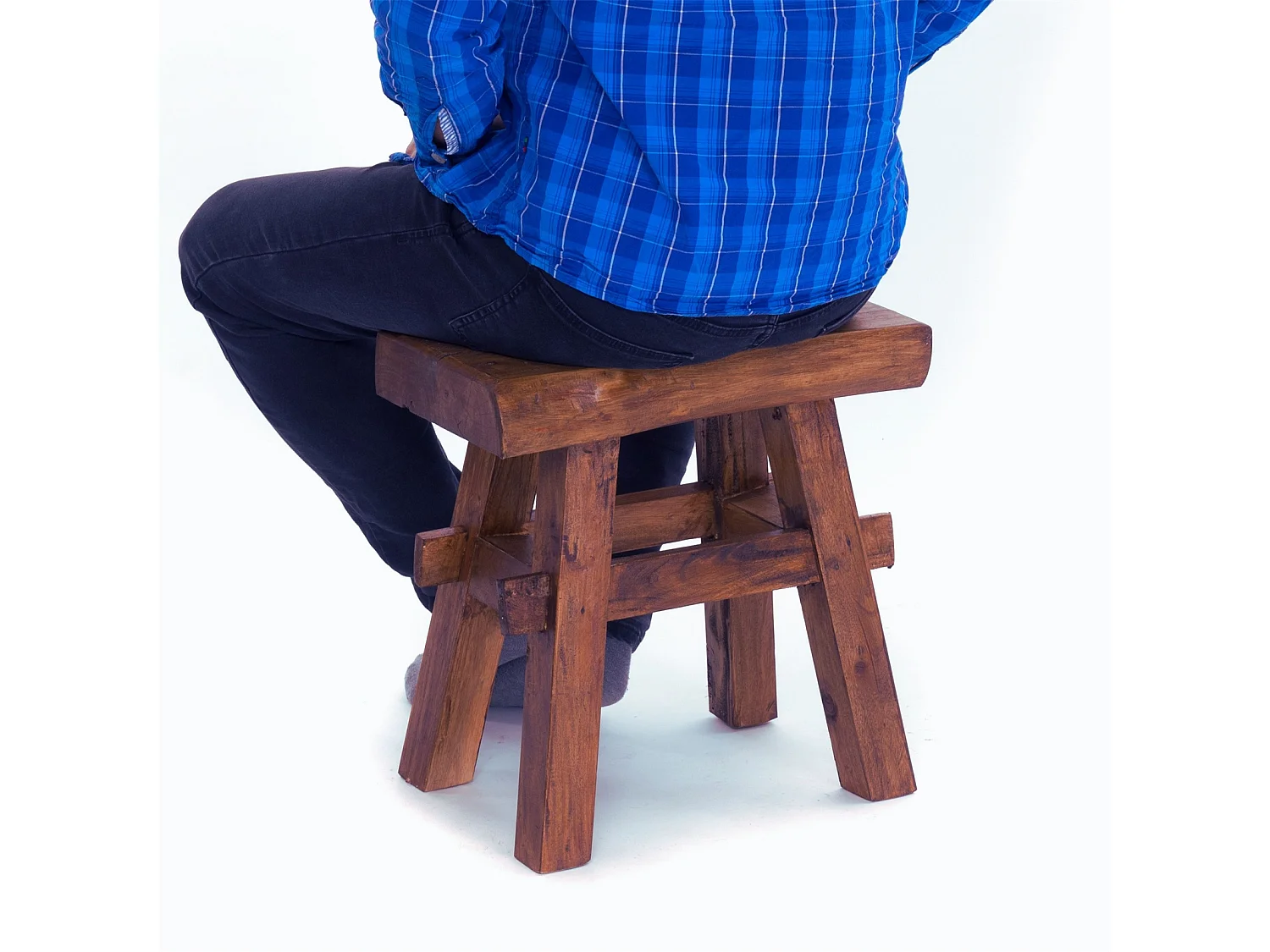 TABOURET VINTAGE 40 Bois massif 02 hellbraun