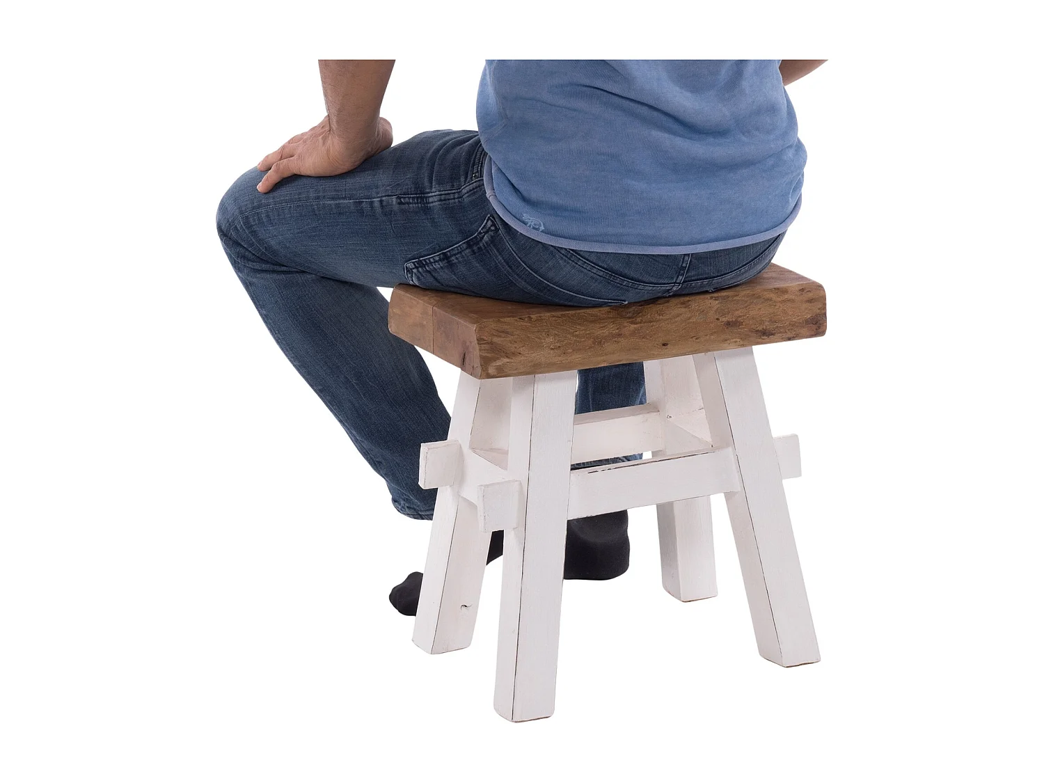 TABOURET VINTAGE 40 Bois massif 06 weiß-landhaus