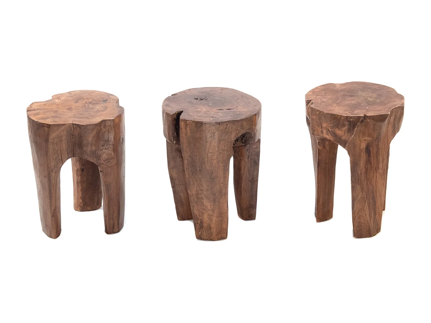 TABOURET LOG 41x29x29 cm, bois massif marron foncé