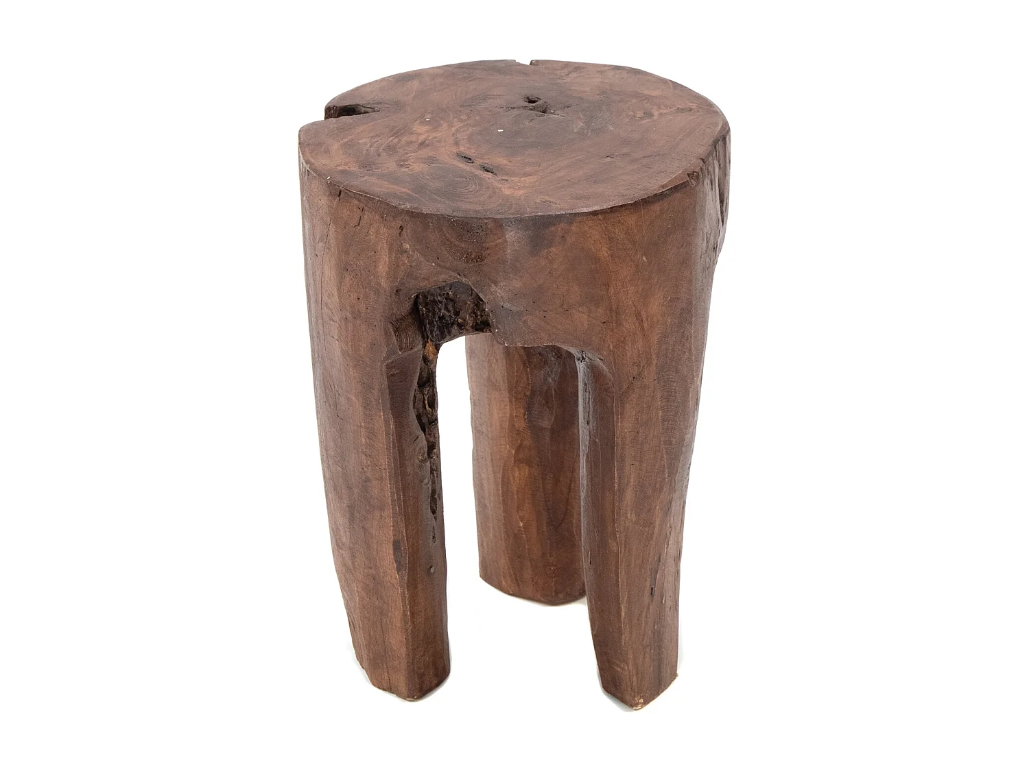 TABOURET LOG 41x29x29 cm, bois massif marron foncé